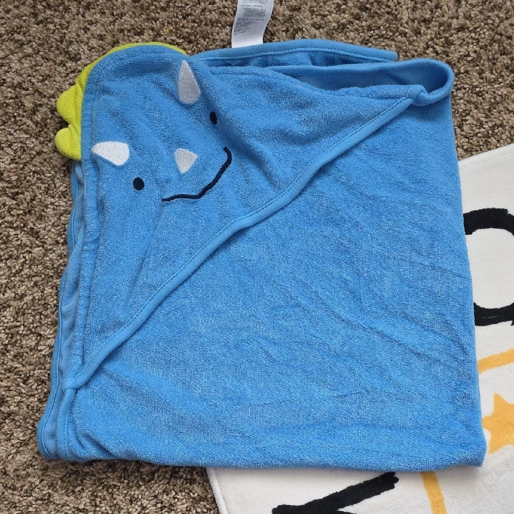 Blue Dinosaur & Gray Shark Hooded Towel